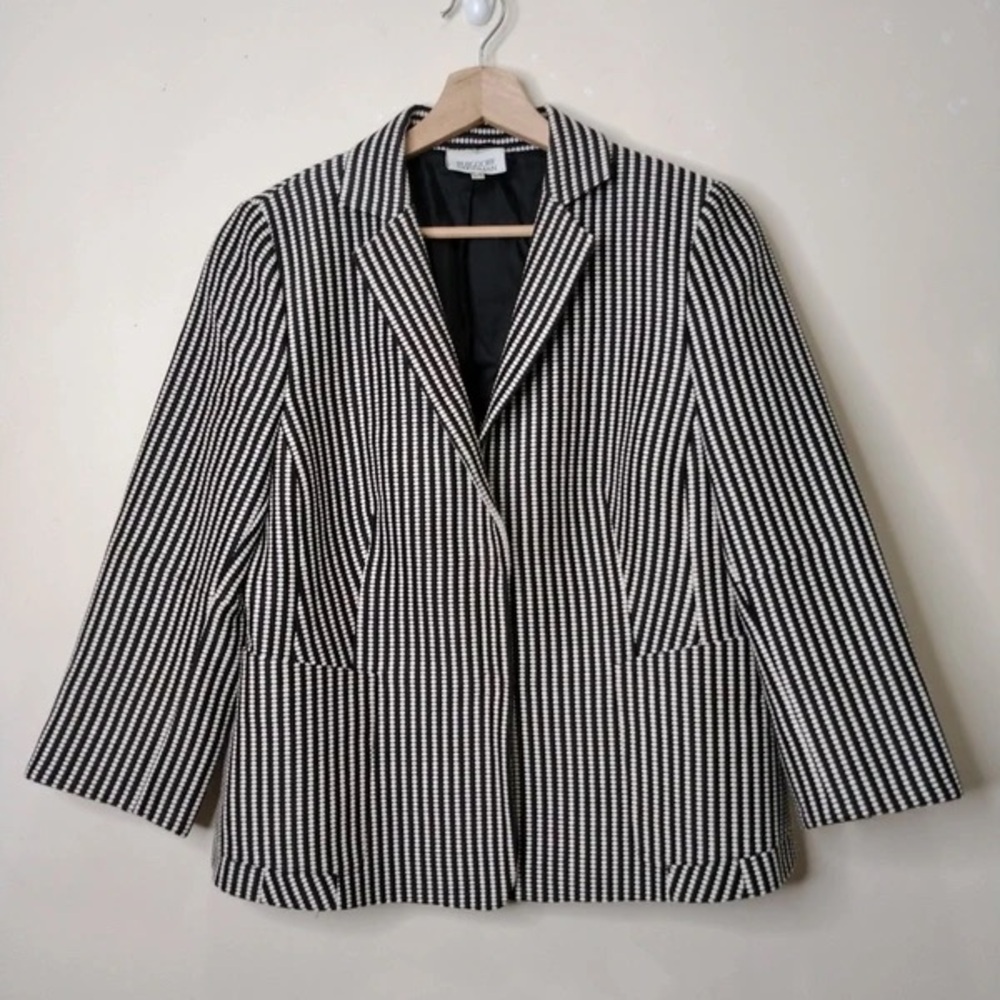Banana Republic Black and White Striped Blazer
